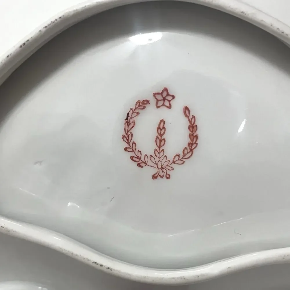 Vintage Divided Cream Sugar Dish Snack Serving Tray Procelain